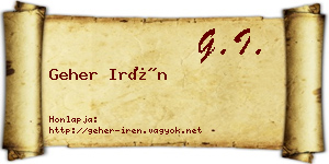 Geher Irén névjegykártya